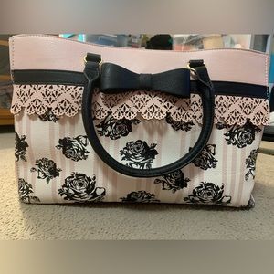 Pink and Black Rose Betsey Johnson Tote